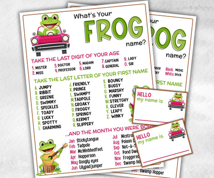 What is your Frog name printable game, office party, daycare, Name board sign, party decoration, Name tag, birthday nickname, summer game-Holidays -TheHustlingCatLady-Stickers, Labels & Tags