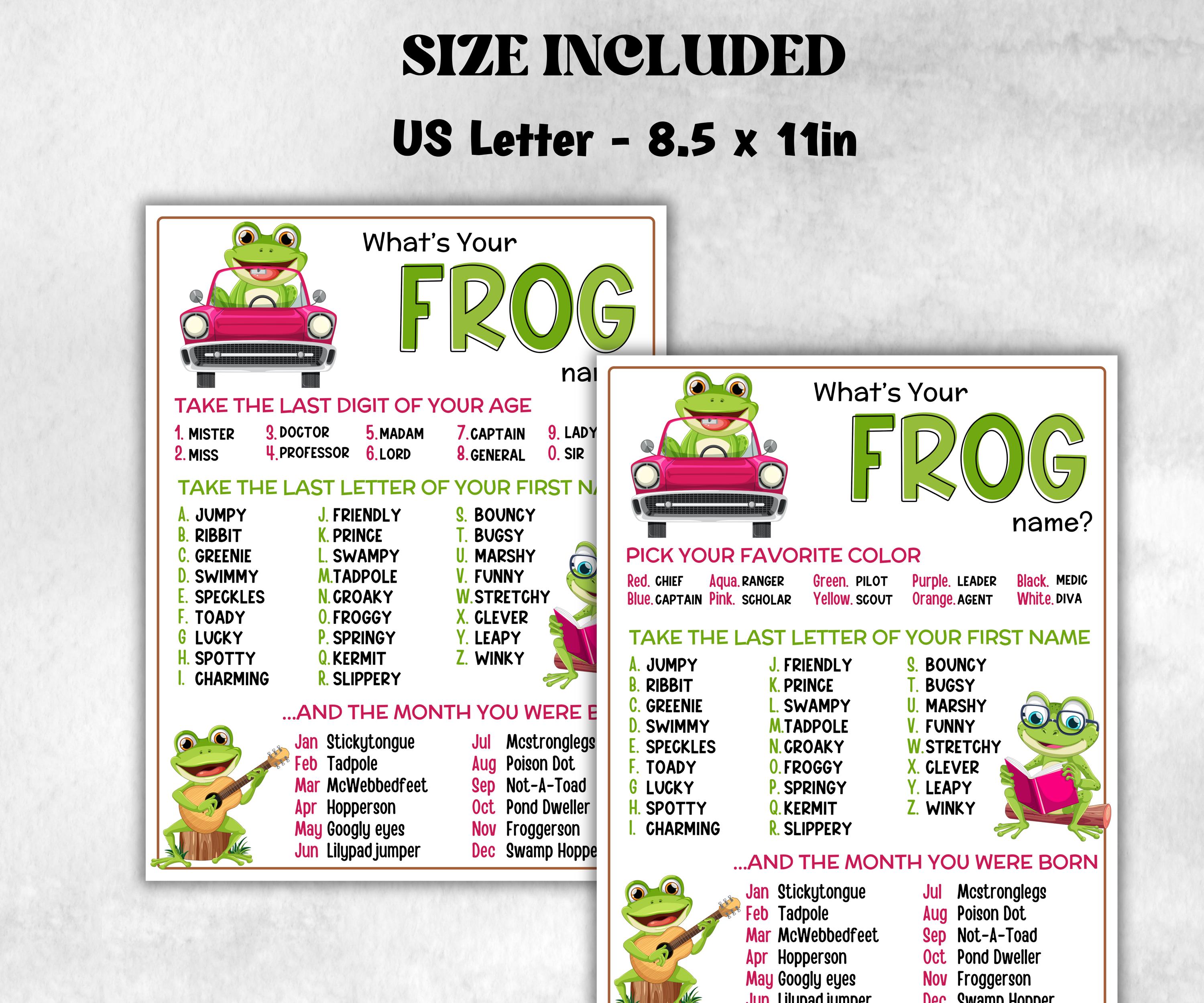 What is your Frog name printable game, office party, daycare, Name board sign, party decoration, Name tag, birthday nickname, summer game-Holidays -TheHustlingCatLady-Stickers, Labels & Tags
