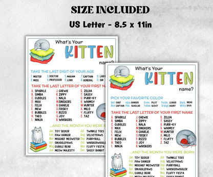 What is your Kitten name printable game, office party, daycare, Name board sign, party decoration, Name tag, birthday nickname, summer game-Holidays -TheHustlingCatLady-Stickers, Labels & Tags