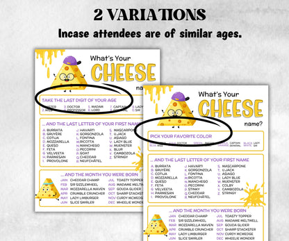 What is your cheese name printable game, office party, daycare, Name board sign, party decoration, Name tag, birthday nickname, summer game-Holidays -TheHustlingCatLady-Stickers, Labels & Tags