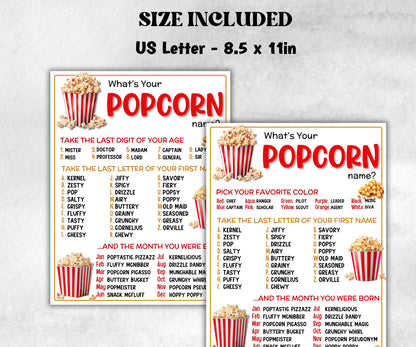 What is your Popcorn name printable game, office party, daycare, Name board sign, party decoration, Name tag, birthday nickname, summer fun-Holidays -TheHustlingCatLady-Stickers, Labels & Tags