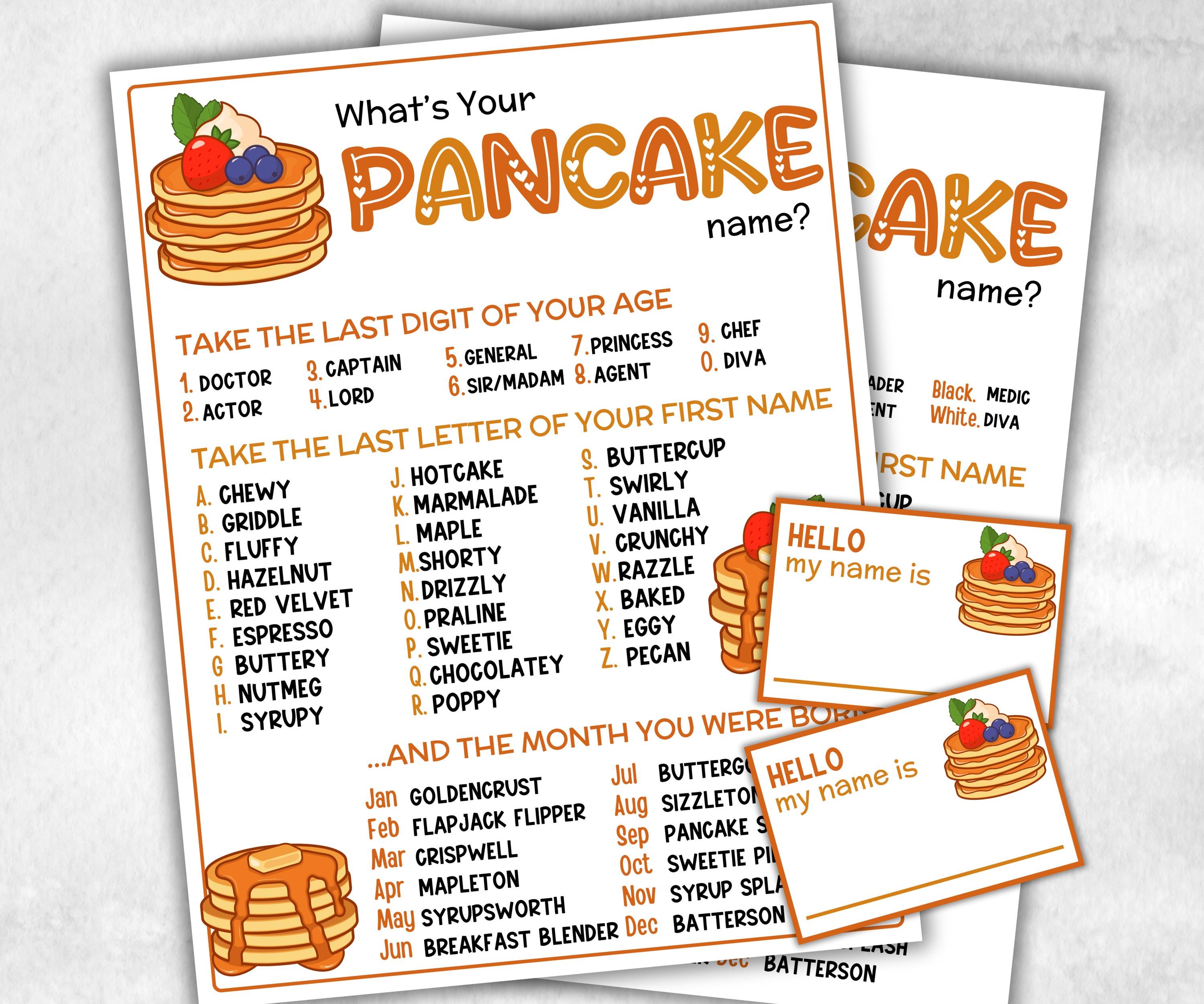 What is your Pancake name printable game, office party, daycare, Name board sign, party decoration, Name tag, birthday nickname, summer fun-Holidays -TheHustlingCatLady-Stickers, Labels & Tags