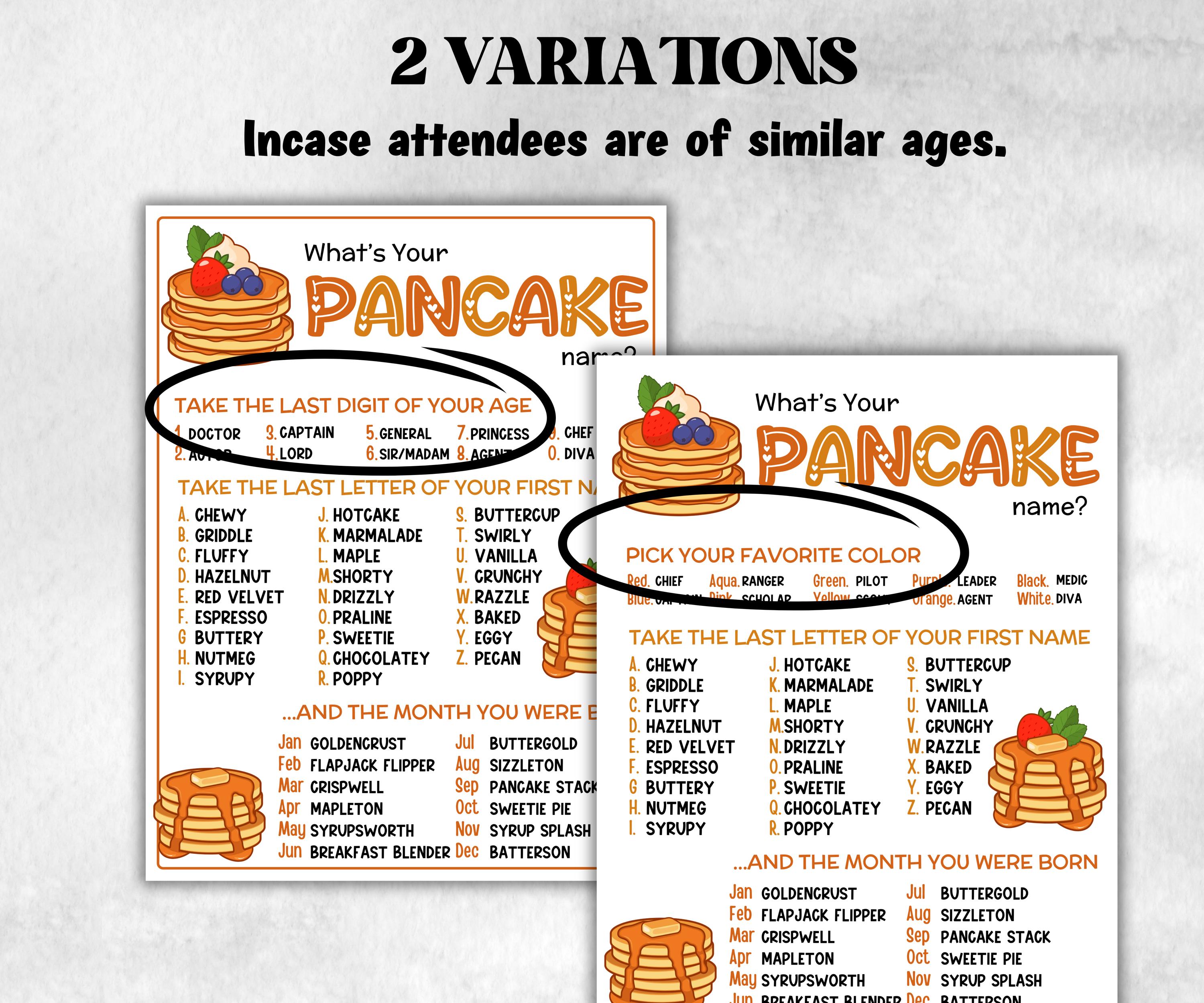 What is your Pancake name printable game, office party, daycare, Name board sign, party decoration, Name tag, birthday nickname, summer fun-Holidays -TheHustlingCatLady-Stickers, Labels & Tags