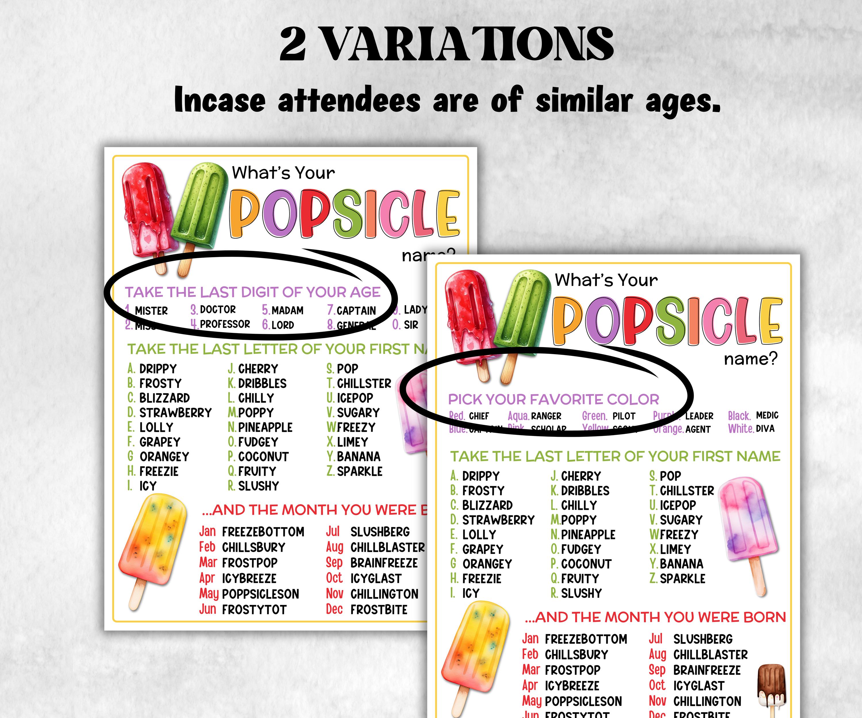 What is your Popsicle name printable game, office party, daycare, Name board sign, party decoration, Name tag, birthday nickname, summer fun-Holidays -TheHustlingCatLady-Stickers, Labels & Tags