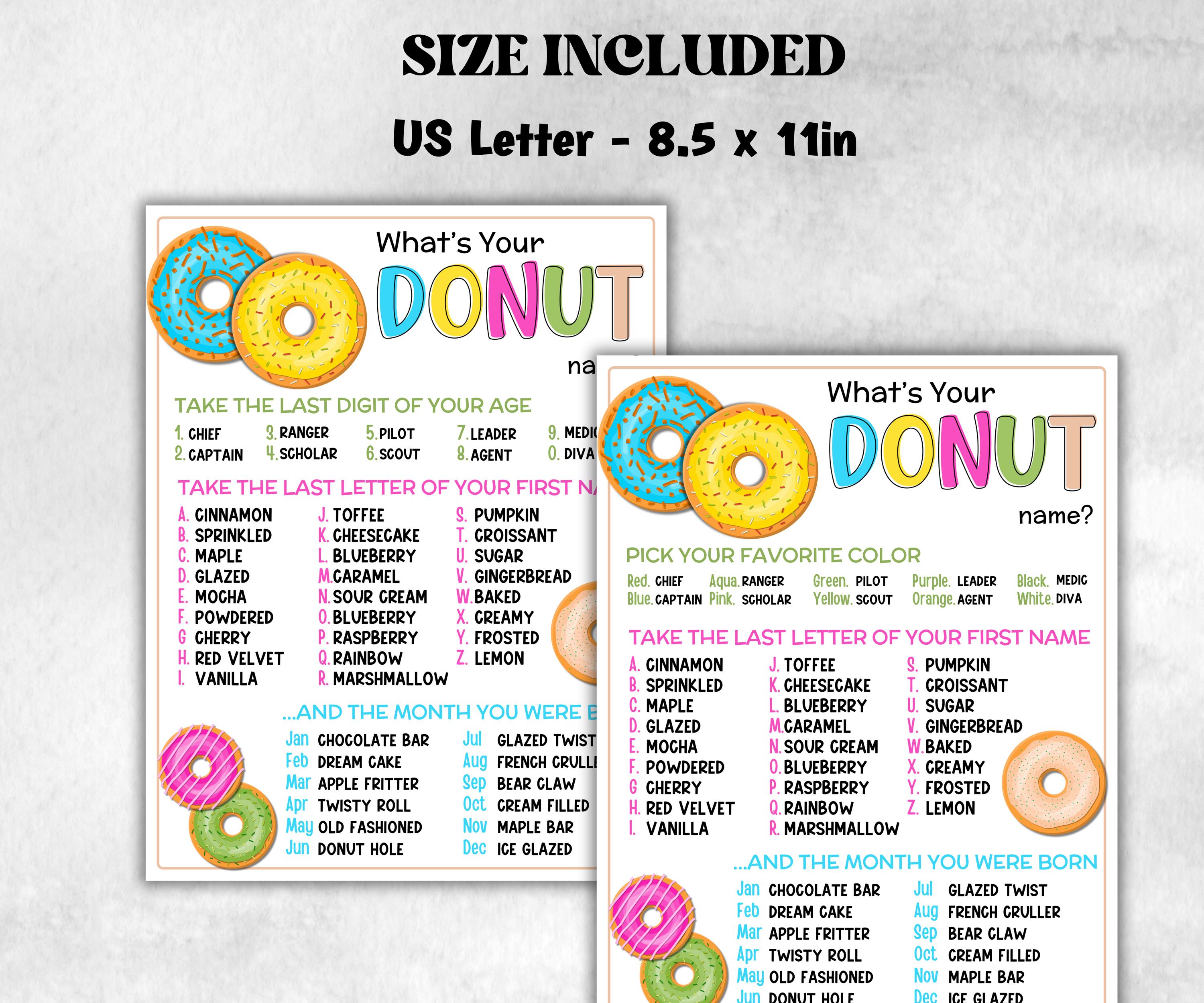 What is your Donut name printable game, office party, daycare, Name board sign, party decoration, Name tag, birthday nickname, summer game-Holidays -TheHustlingCatLady-Stickers, Labels & Tags