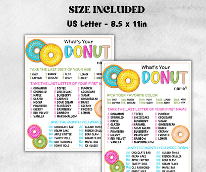 What is your Donut name printable game, office party, daycare, Name board sign, party decoration, Name tag, birthday nickname, summer game-Holidays -TheHustlingCatLady-Stickers, Labels & Tags