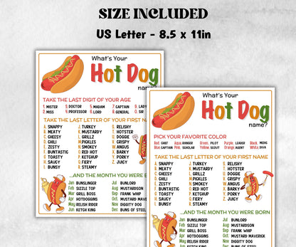 What is your Hot dog name printable game, office party, daycare, Name board sign, party decoration, Name tag, birthday nickname, summer fun-Holidays -TheHustlingCatLady-Stickers, Labels & Tags
