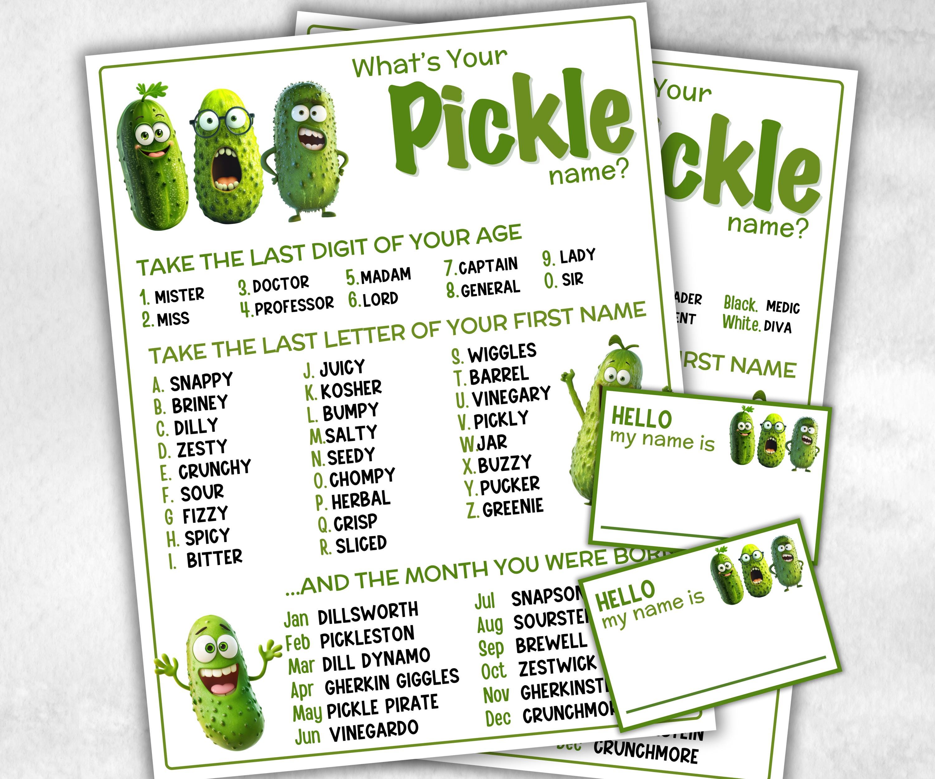 What is your Pickle name printable game, office party, daycare, Name board sign, party decoration, Name tag, birthday nickname, summer fun-Holidays -TheHustlingCatLady-Stickers, Labels & Tags