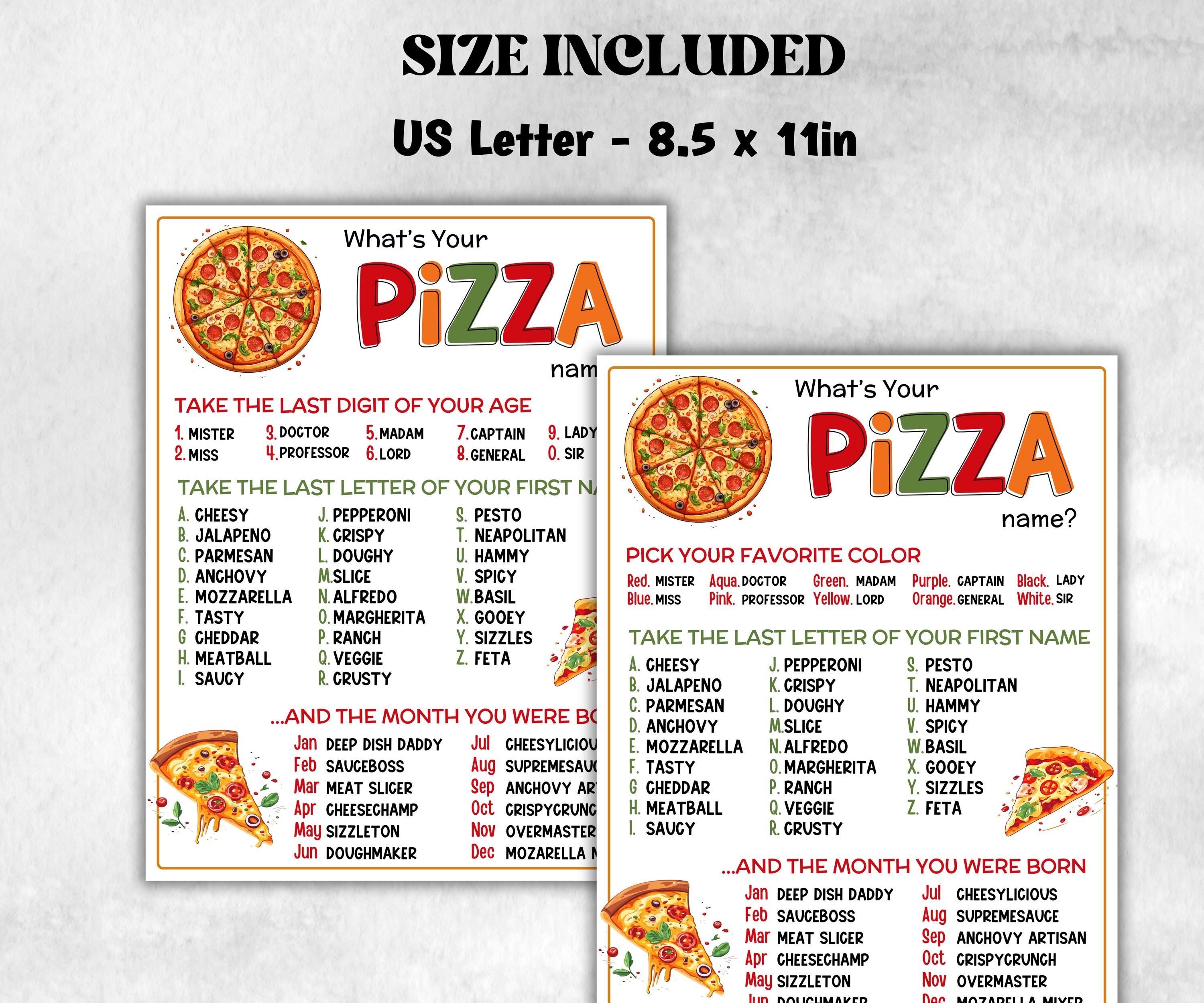 What is your Pizza name printable game, office party, daycare, Name board sign, party decoration, Name tag, birthday nickname, summer fun-Holidays -TheHustlingCatLady-Stickers, Labels & Tags