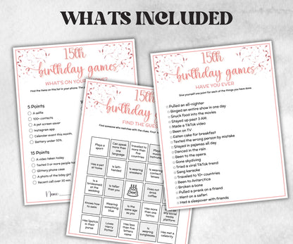15th Birthday Game Bundle, Pink Fifteenth Birthday, 15th Birthday Party, Born in 2009, large group Game Bundle, Printable Teen group game-Holidays -TheHustlingCatLady-Party Games