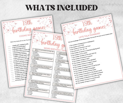18th Birthday Game Bundle, Pink Seventeenth Birthday, 18th Birthday Party, Born in 2007, large group Game Bundle, Printable Teen group game-Holidays -TheHustlingCatLady-Party Games