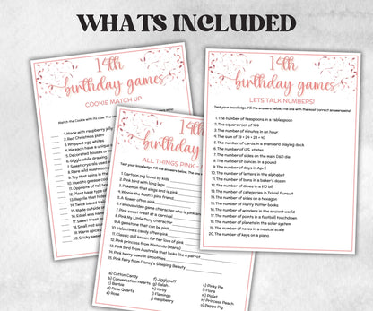 14th Birthday Game Bundle, Pink Fourteenth Birthday, 14th Birthday Party, Born in 2011, large group Game Bundle, Printable Teen group game-Holidays -TheHustlingCatLady-Party Games