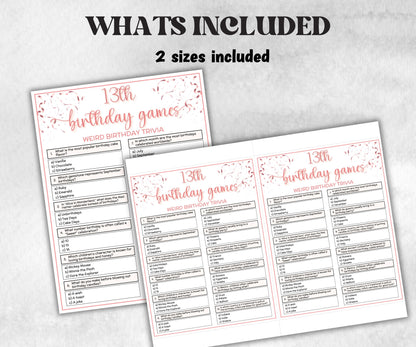 13th Birthday Game Bundle, Pink Thirteenth Birthday, 13th Birthday Party, Born in 2012, large group Game Bundle, Printable Teen group game-Holidays -TheHustlingCatLady-Party Games
