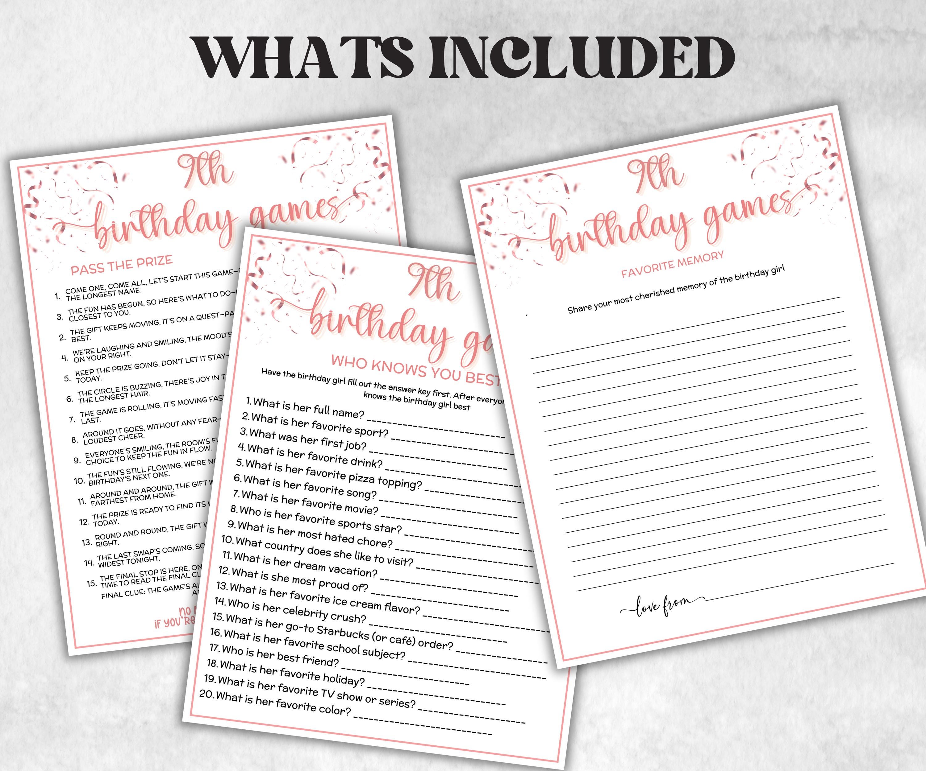 9th Birthday Game Bundle, Pink ninth Birthday, 9th Birthday Party, Born in 2016, large group Game Bundle, Printable Teen group game, church-Holidays -TheHustlingCatLady-Party Games