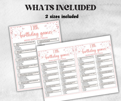 11th Birthday Game Bundle, Pink eleventh Birthday, 11th Birthday Party, Born in 2014, large group Game Bundle, Printable Teen group game-Holidays -TheHustlingCatLady-Party Games