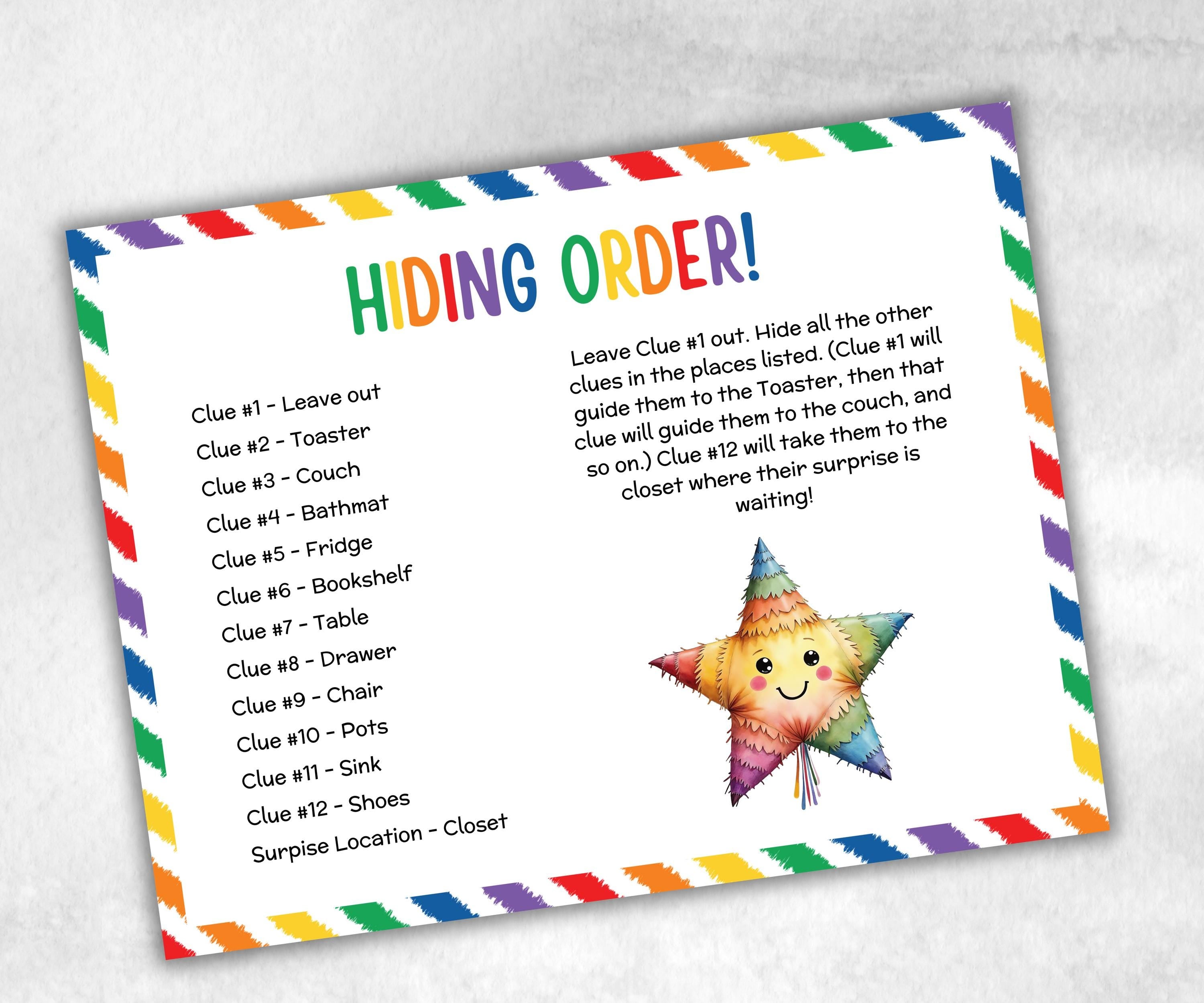 Kids birthday Indoor Treasure Hunt, group celebration activity, Preteens Puzzles, indoor scavenger hunt game, girl boy birthday party, Quiz-Holidays -TheHustlingCatLady-Party Games