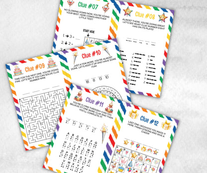 Kids birthday Indoor Treasure Hunt, group celebration activity, Preteens Puzzles, indoor scavenger hunt game, girl boy birthday party, Quiz-Holidays -TheHustlingCatLady-Party Games