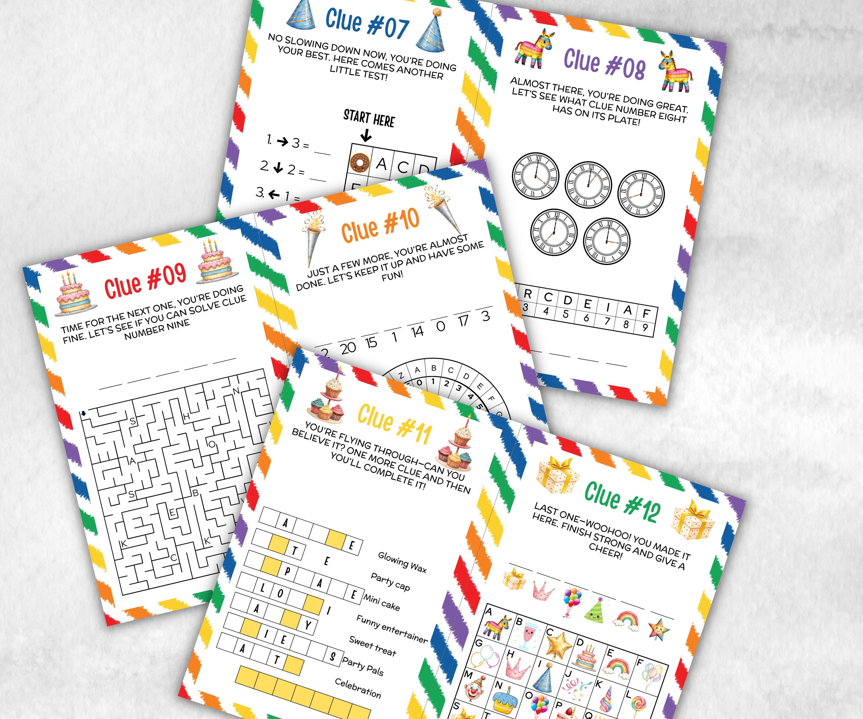 Tween birthday Indoor Treasure Hunt, group celebration activity, Preteens Puzzles, indoor scavenger hunt game, girl boy birthday party, Quiz-Holidays -TheHustlingCatLady-Party Games