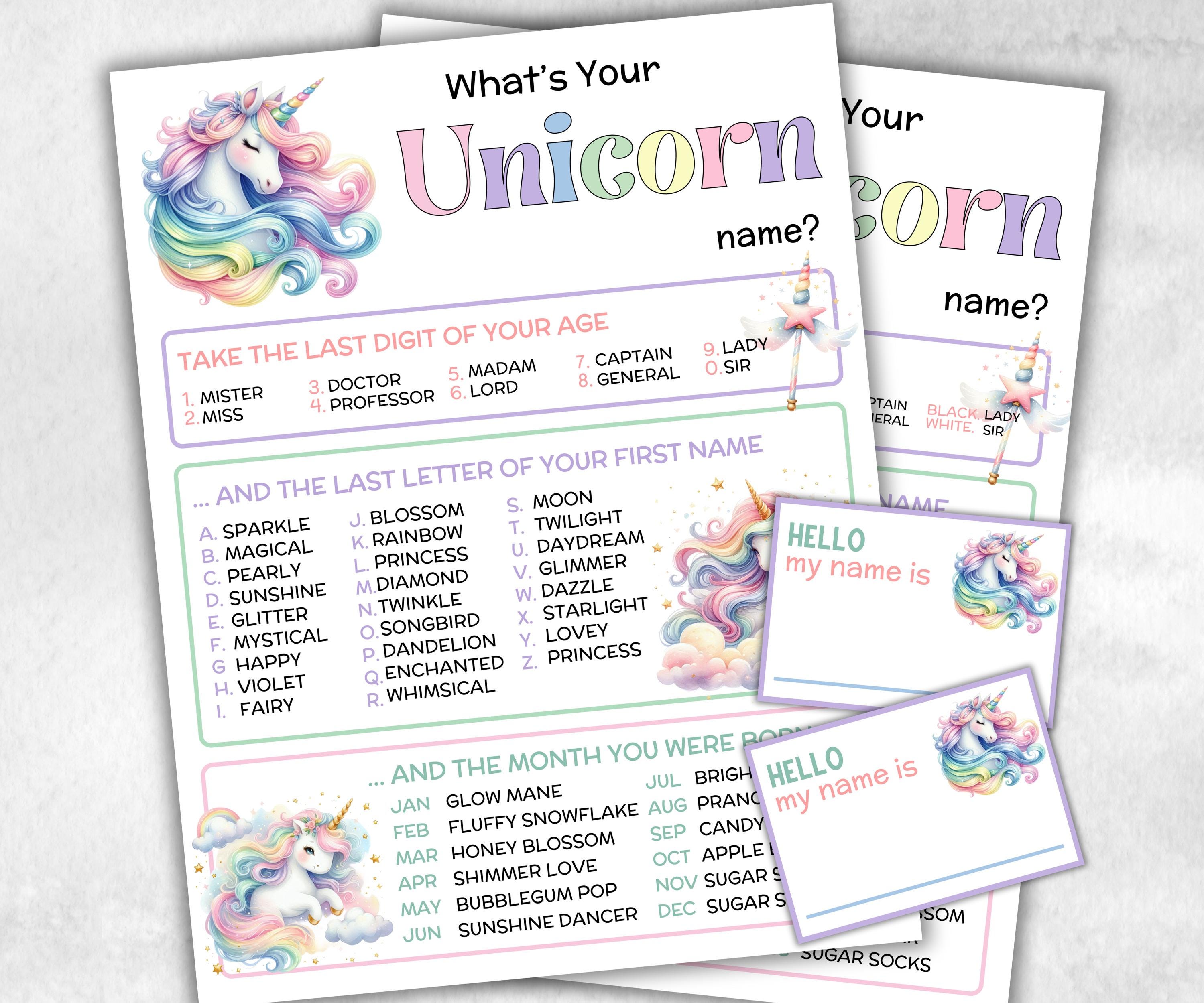 What is your Unicorn name printable game, office party, daycare Name board sign, party decoration, Name tag, birthday nickname, summer game-Holidays -TheHustlingCatLady-Party Games