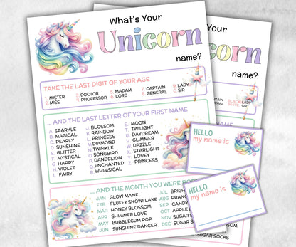 What is your Unicorn name printable game, office party, daycare Name board sign, party decoration, Name tag, birthday nickname, summer game-Holidays -TheHustlingCatLady-Party Games
