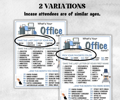 What is your Office name printable game, office party, daycare Name board sign, party decoration, Name tag, birthday nickname, team building-Holidays -TheHustlingCatLady-Party Games