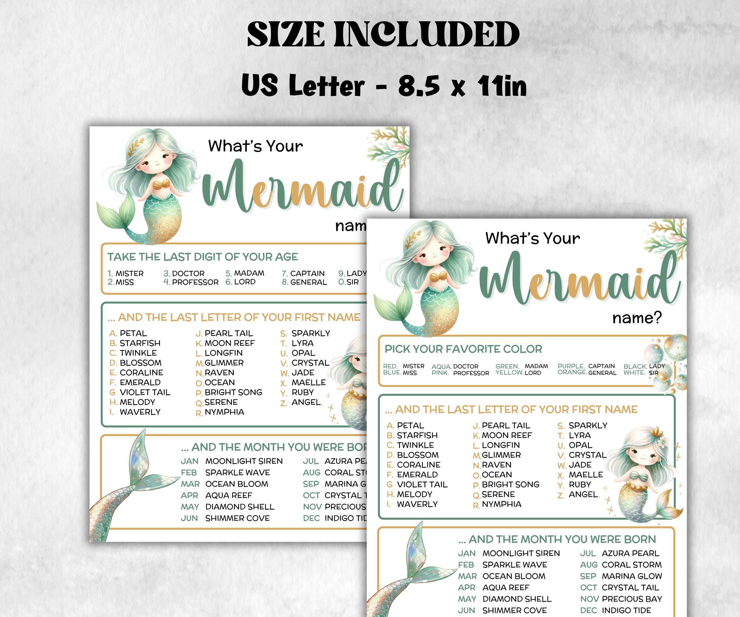What is your Mermaid name printable game, office party, daycare Name board sign, party decoration, Name tag, birthday nickname, summer beach-Holidays -TheHustlingCatLady-Party Games