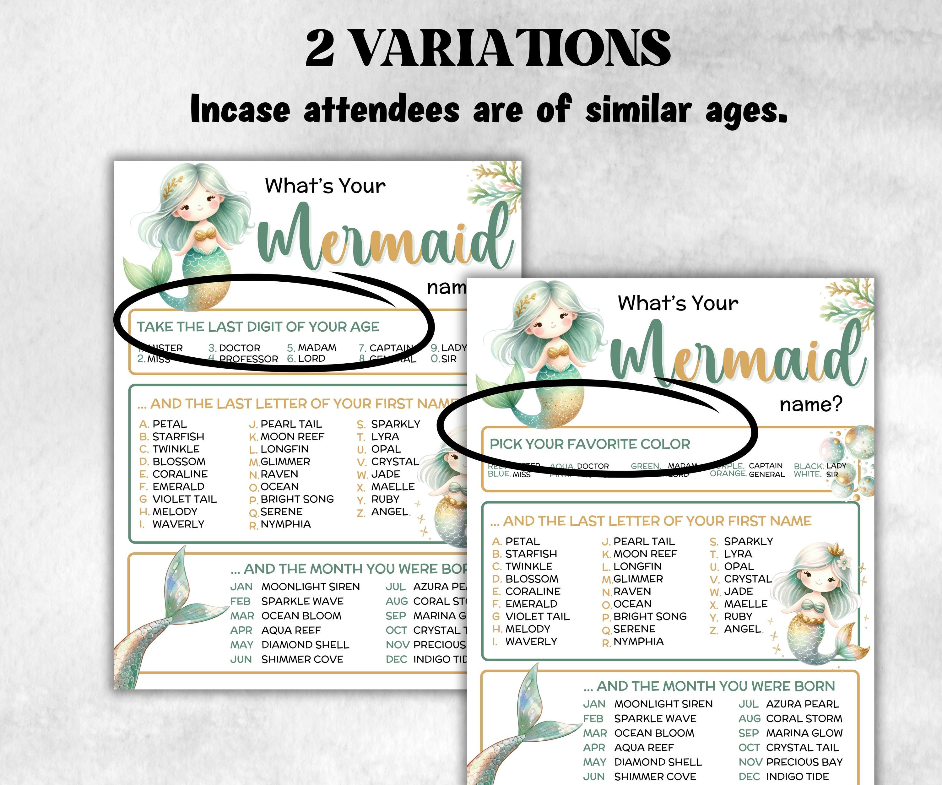 What is your Mermaid name printable game, office party, daycare Name board sign, party decoration, Name tag, birthday nickname, summer beach-Holidays -TheHustlingCatLady-Party Games