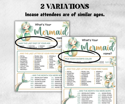 What is your Mermaid name printable game, office party, daycare Name board sign, party decoration, Name tag, birthday nickname, summer beach-Holidays -TheHustlingCatLady-Party Games