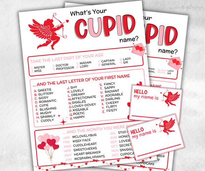 What is your Cupid name printable game, office party, daycare Name board sign, party decoration, Name tag, birthday nickname, Valentine game-Valentine&#39;s Day -TheHustlingCatLady-Party Games