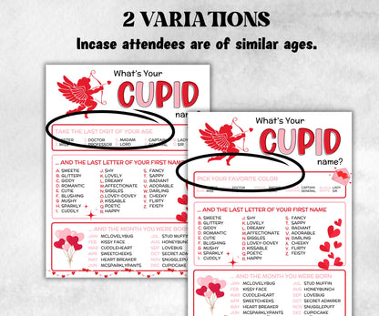 What is your Cupid name printable game, office party, daycare Name board sign, party decoration, Name tag, birthday nickname, Valentine game-Valentine&#39;s Day -TheHustlingCatLady-Party Games