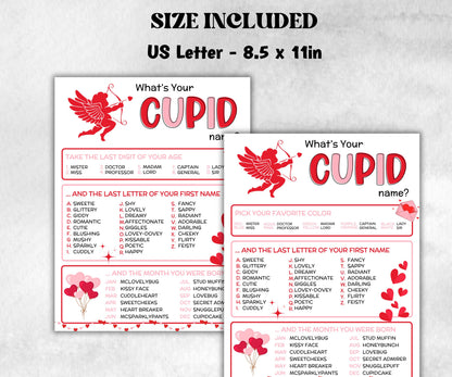 What is your Cupid name printable game, office party, daycare Name board sign, party decoration, Name tag, birthday nickname, Valentine game-Valentine&#39;s Day -TheHustlingCatLady-Party Games
