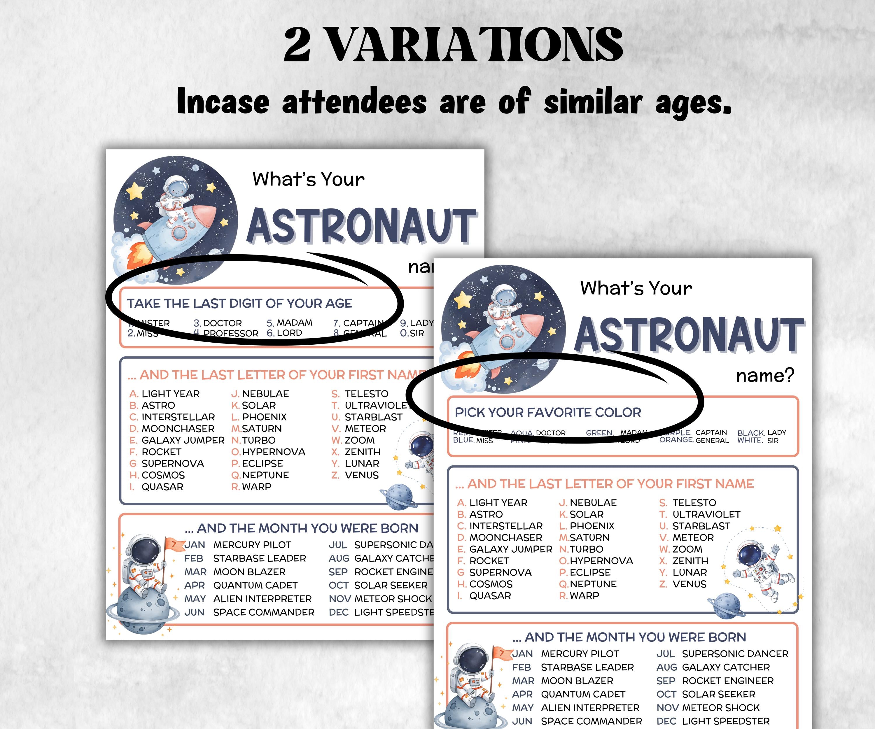 What is your Astronaut name printable game, office party, daycare Name board sign, party decoration, Name tag, birthday nickname, summer fun-Holidays -TheHustlingCatLady-Party Games