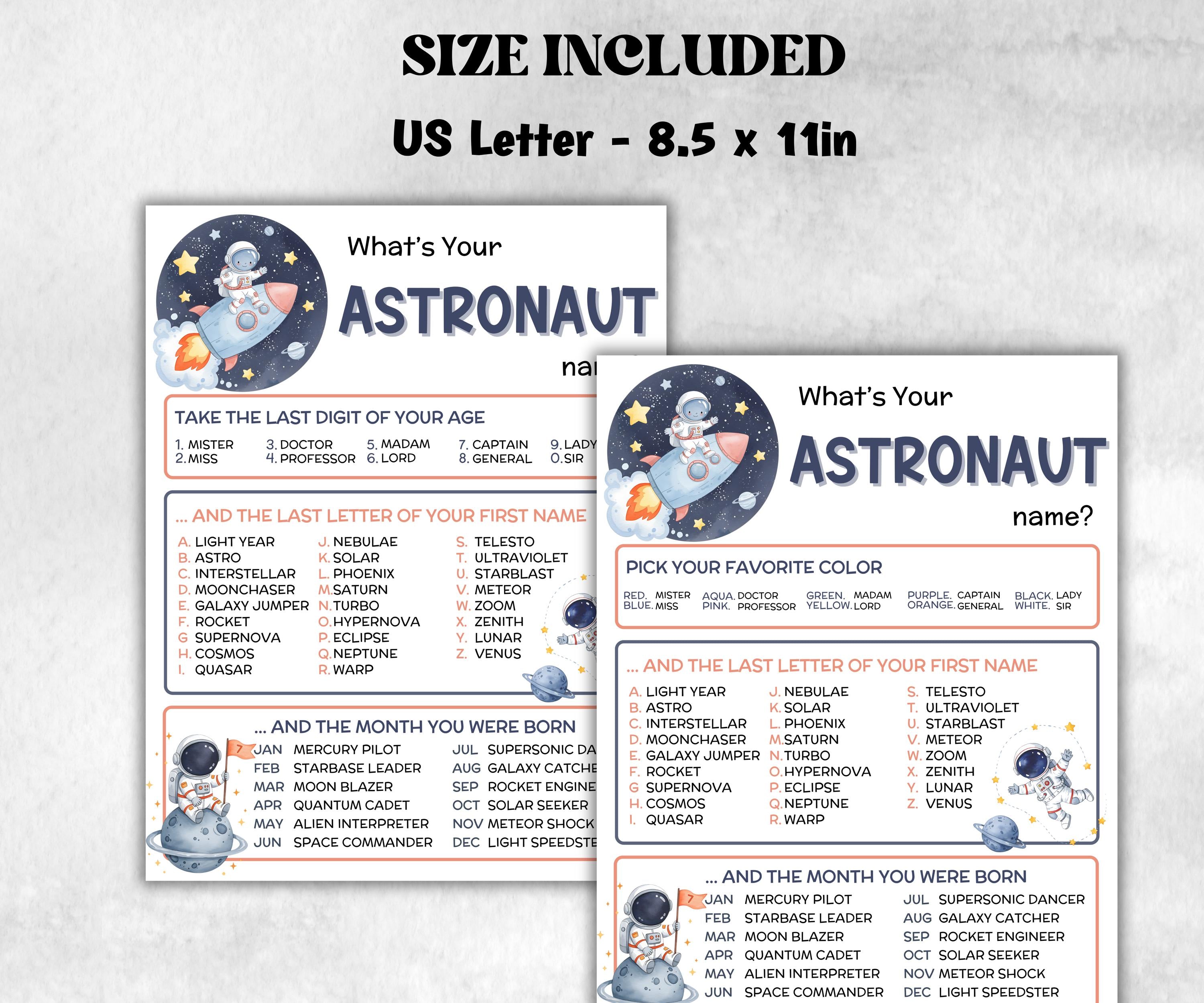 What is your Astronaut name printable game, office party, daycare Name board sign, party decoration, Name tag, birthday nickname, summer fun-Holidays -TheHustlingCatLady-Party Games