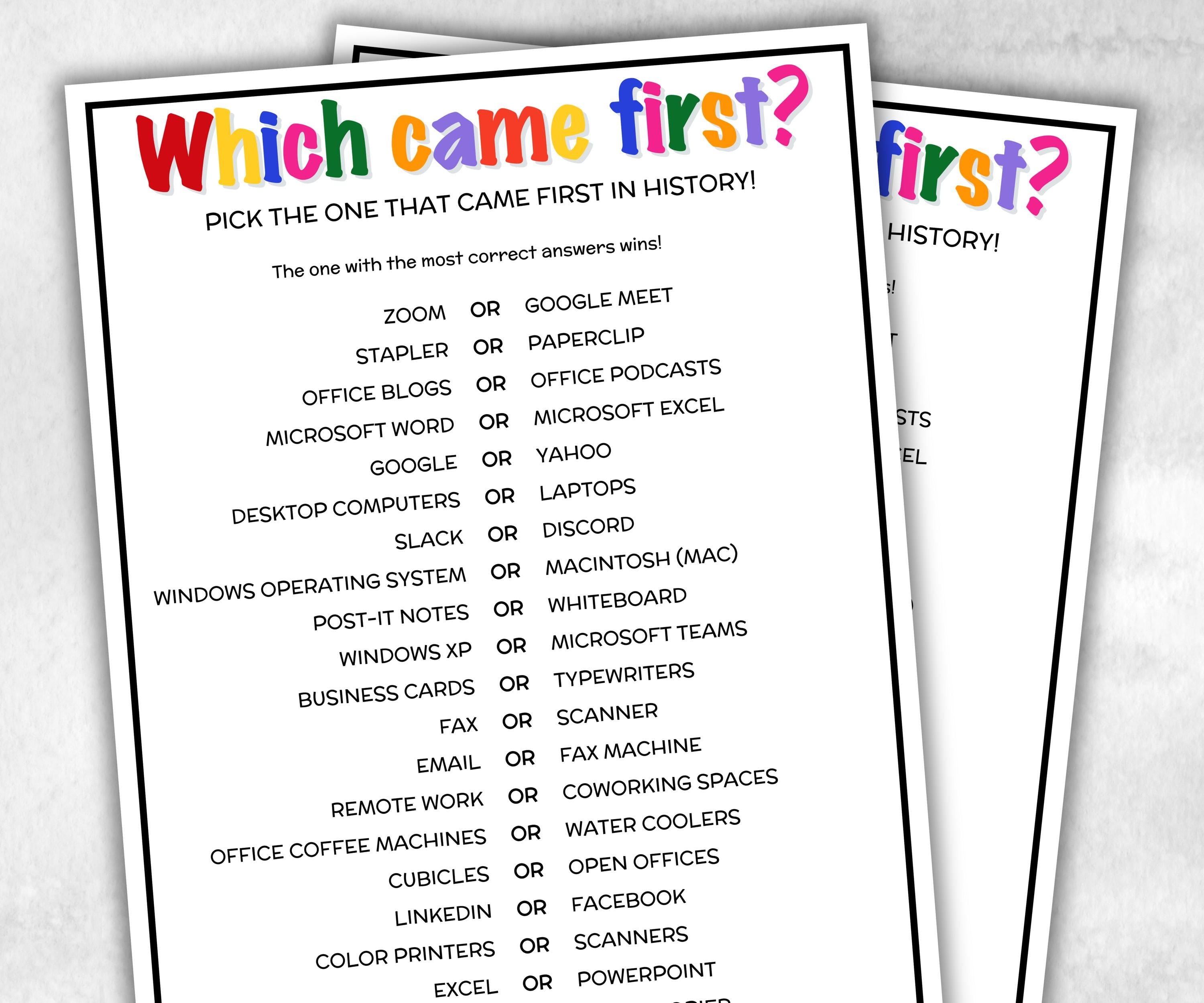 Which Came First, Summer Pop Culture Quiz, Match UpTrivia Game, , Senior Game night, family game activity, Kids Teen Adult party guess games-Holidays -TheHustlingCatLady-Party Games