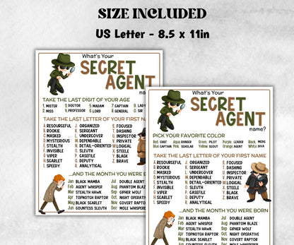 What is your Secret Agent name, office party, daycare Name board sign, party decoration, Name tag, birthday nickname, summer detective games-Holidays -TheHustlingCatLady-Party Games
