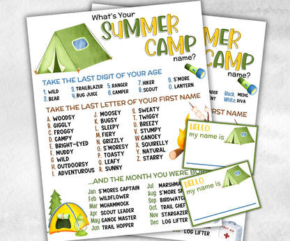 What is your Summer Camp name, office party, daycare Name board sign, party decoration, Name tag, birthday nickname, summer camping games-Holidays -TheHustlingCatLady-Party Games