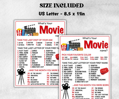 What is your Movie name, office party, daycare Name board sign, party decoration, Name tag, birthday nickname, summer Family movie night fun-Holidays -TheHustlingCatLady-Party Games