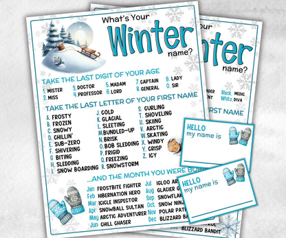 What is your Winter name game, office party, daycare Name board sign, party decoration, Name tag, birthday nickname, Winter fun Indoor games-Holidays -TheHustlingCatLady-Party Games