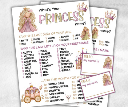 What is your Princess game, office party, daycare Name board sign, party decoration, Name tag, birthday nickname, Summer dreamy princess-Holidays -TheHustlingCatLady-Party Games