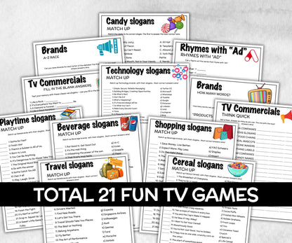 Slogan Trivia Game Bundle, TV Commercial Quiz, Cereal Slogan, Pop Culture, Family Game Night, Office Party, Kids Teen Adults, Trivia Night-Holidays -TheHustlingCatLady-Party Games