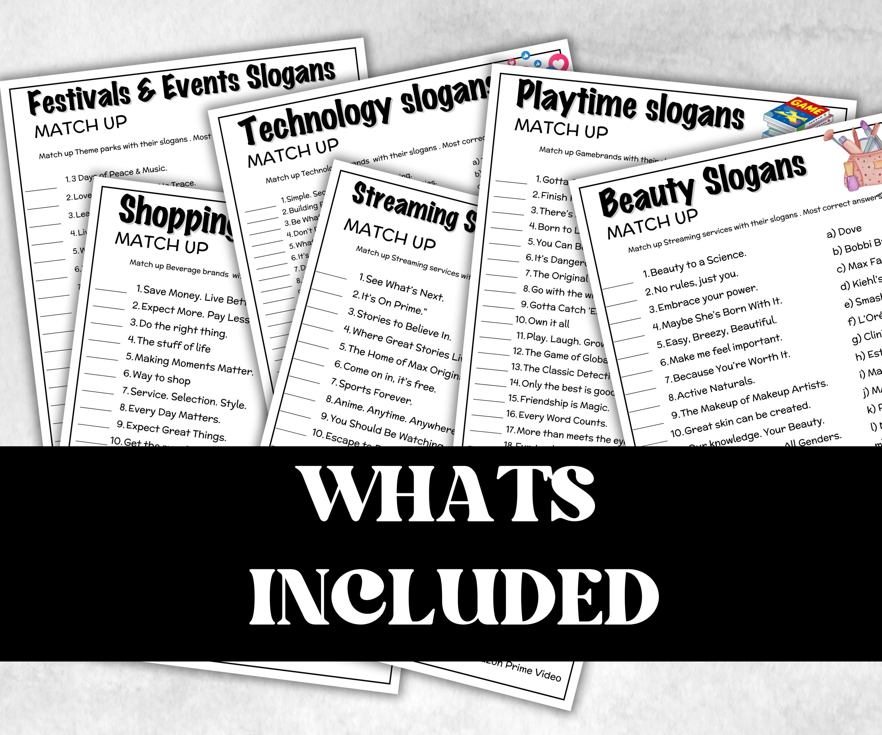 Commercial Slogan Trivia Bundle, TV Commercial Quiz, Fast Food Slogan, Pop Culture, Family Game Night, Office Party, Kids Teen Adult, Trivia-Holidays -TheHustlingCatLady-Party Games