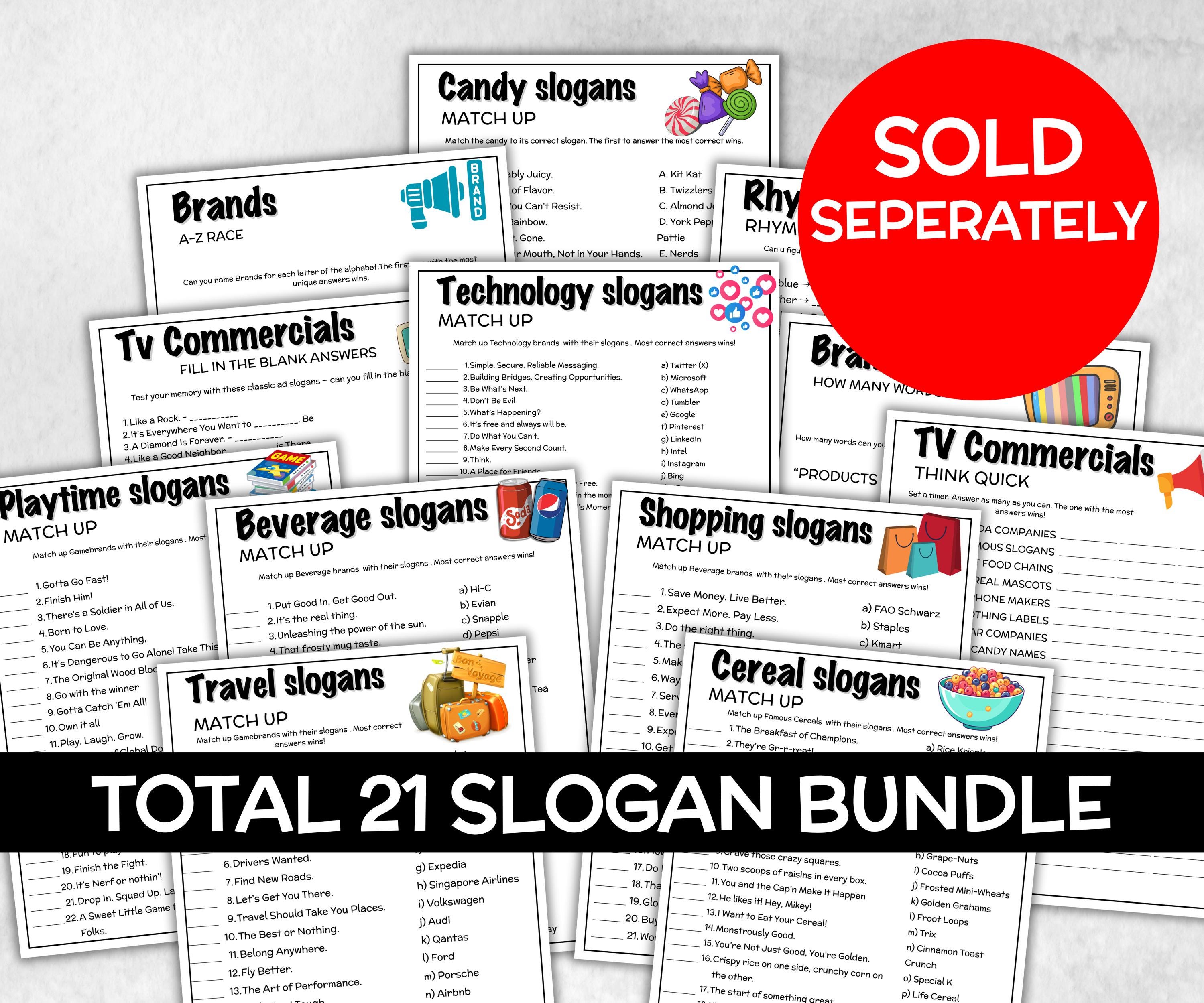 Cereal Slogan Trivia, TV Commercial Trivia, Ad Slogan Office Party, Teens Adult, Ad Slogan Match Up Quiz game, Trivia Night,Breakfast Trivia-Holidays -TheHustlingCatLady-Party Games