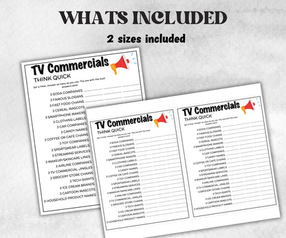 TV Commercial Think Quick Trivia, TV Commercial Quiz, Pop Culture, Family Game Night, Office Party, Kids Teens Adult fun, Trivia Night Party-Holidays -TheHustlingCatLady-Party Games