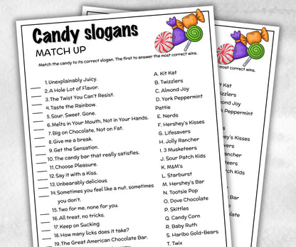 Candy Slogans Trivia, TV Commercial Quiz, Cereal Slogan, Pop Culture, Family Game Night, Office Party, Kids Teens Adult halloween, christmas-Holidays -TheHustlingCatLady-Party Games