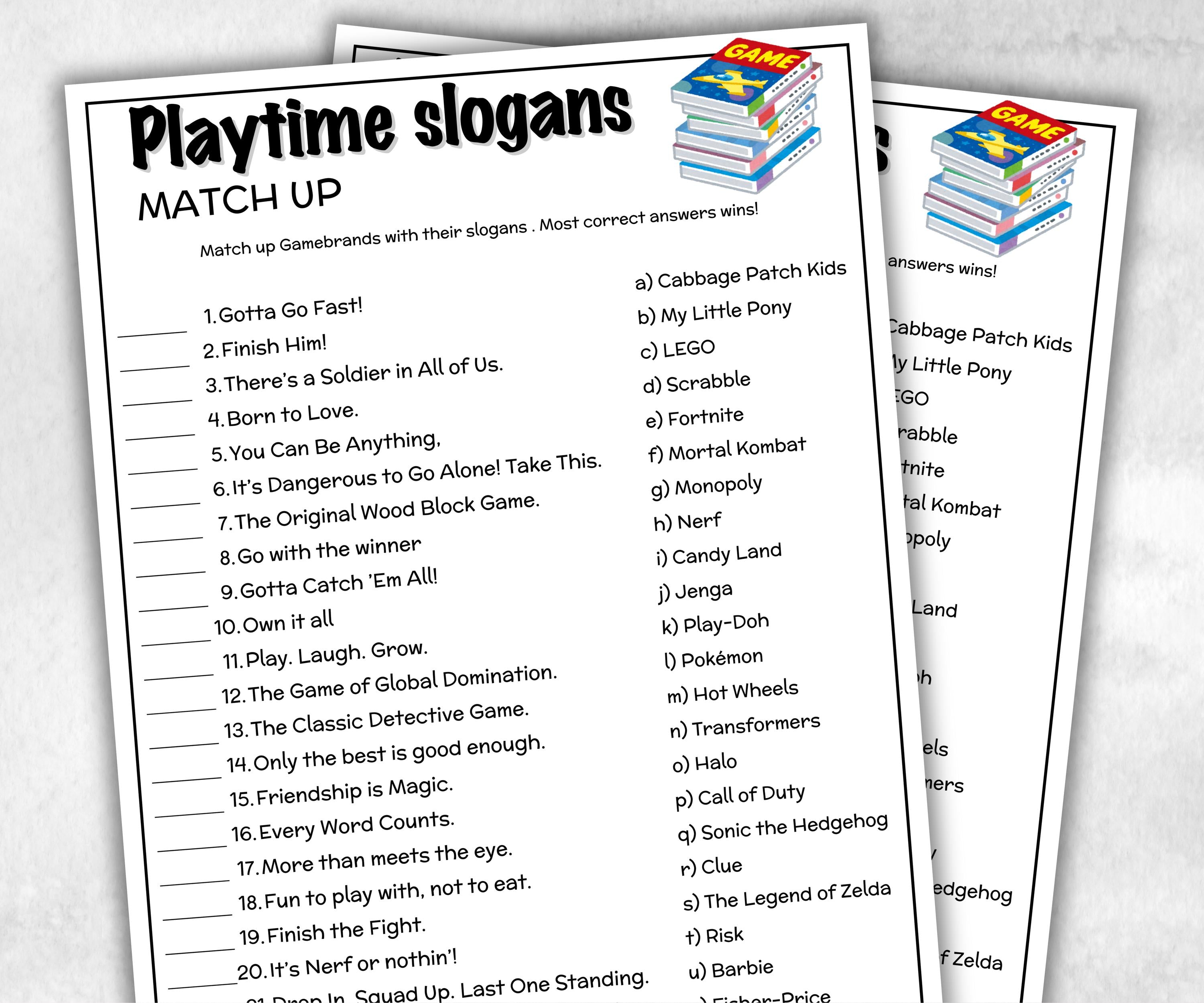 Game Brands Playtime SloganTrivia, TV Commercial Quiz, Game Slogan, Pop Culture, Family Game Night, Office Party, Kids Teens Adult,halloween-Holidays -TheHustlingCatLady-Party Games