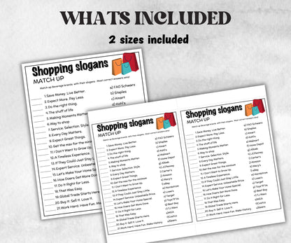 Shopping Slogan Trivia, TV Commercial Trivia, Office Party, Teens Adult, Ad Slogan Match Up Quiz game, Brand Daily Shopping Trivia, Birthday-Holidays -TheHustlingCatLady-Party Games