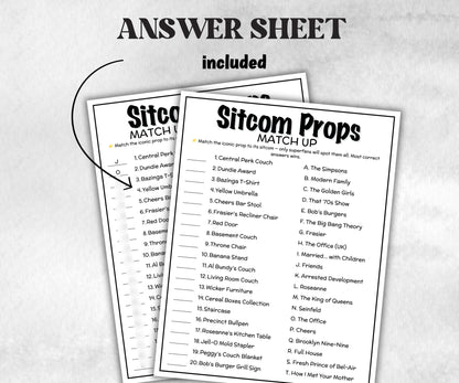 Iconic Sitcom Props Match trivia party Game, Sitcom Trivia Quiz, Senior Game night, family activity, Friendsgiving, fall festive holiday-Holidays -TheHustlingCatLady-Party Games