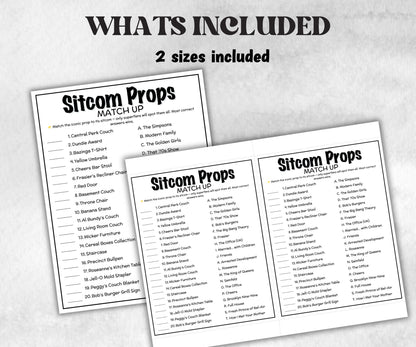 Iconic Sitcom Props Match trivia party Game, Sitcom Trivia Quiz, Senior Game night, family activity, Friendsgiving, fall festive holiday-Holidays -TheHustlingCatLady-Party Games