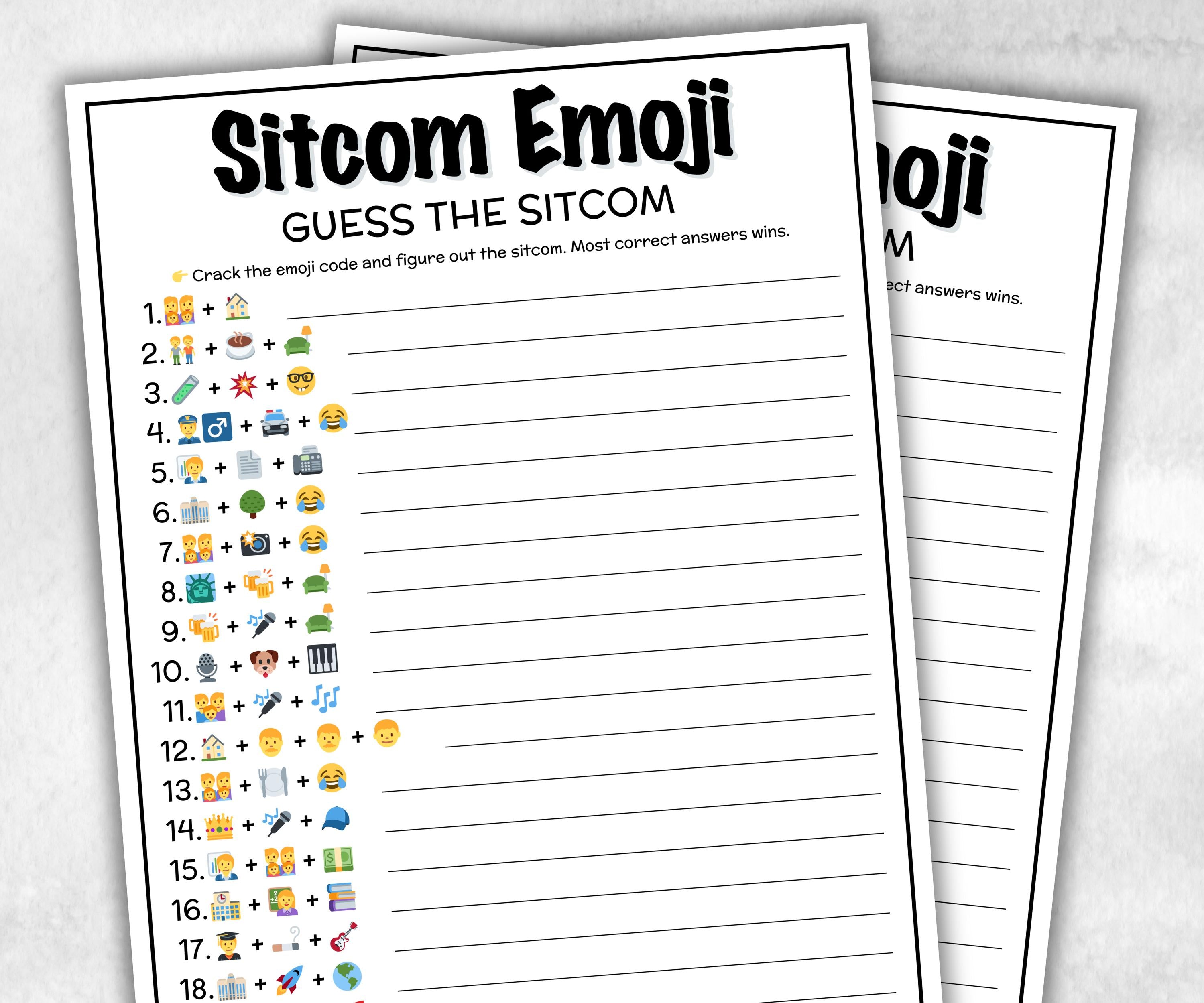 TV Sitcom Emoji trivia party, Trivia Quiz, family activity, Friendsgiving, xmas family reunion, tv show theme trivia, 80s 90s black sitcom-Holidays -TheHustlingCatLady-Party Games