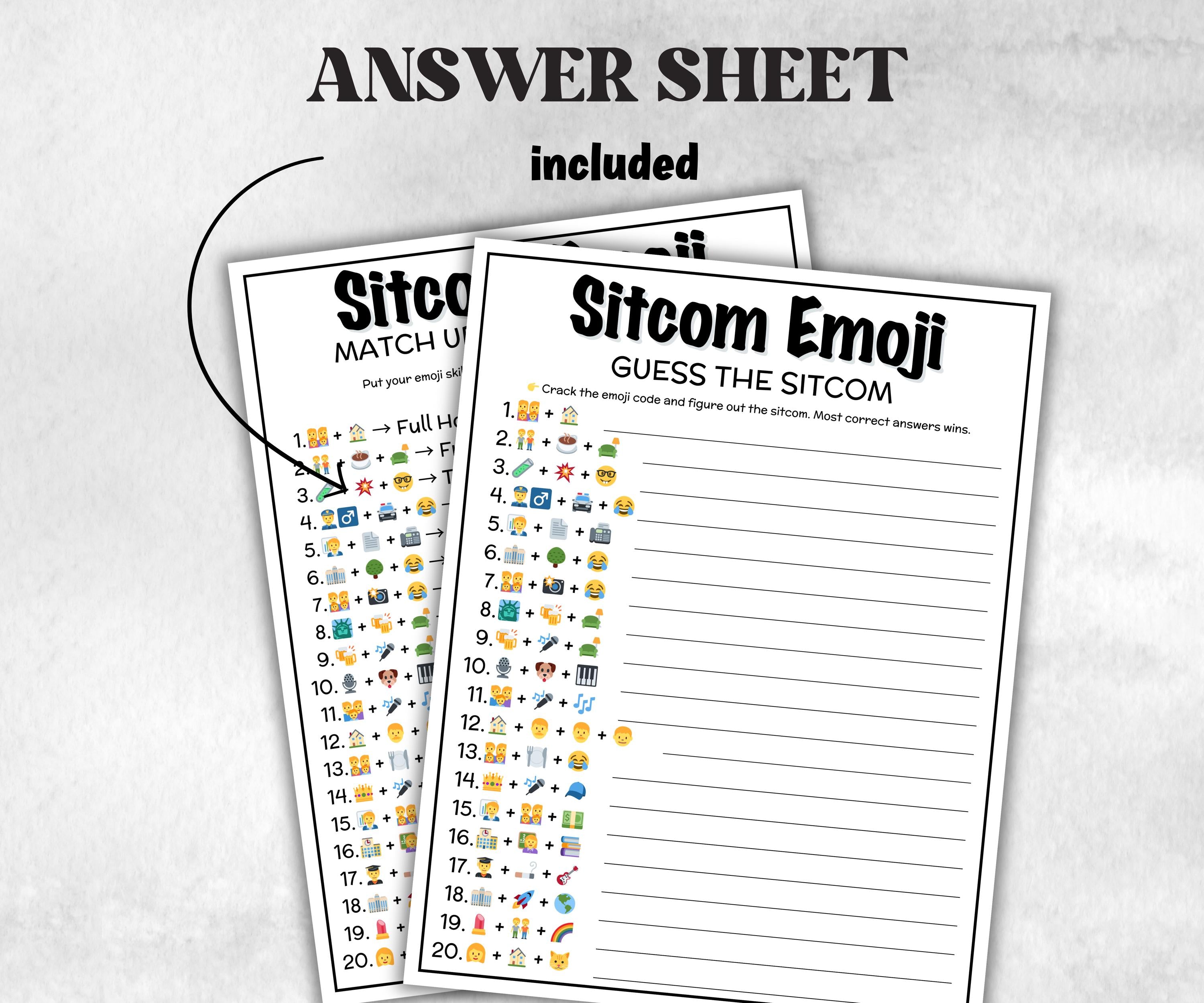 TV Sitcom Emoji trivia party, Trivia Quiz, family activity, Friendsgiving, xmas family reunion, tv show theme trivia, 80s 90s black sitcom-Holidays -TheHustlingCatLady-Party Games